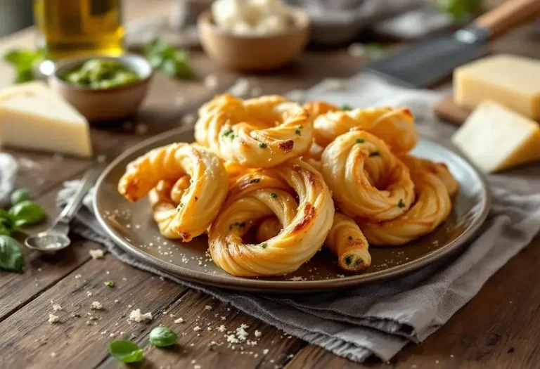 पेस्टो-पार्मेज़ान कुरकुरी पफ पेस्ट्री टॉर्सेड्स : अल्ट्रा क्रंची और सिर्फ 10 मिनट में तैयार