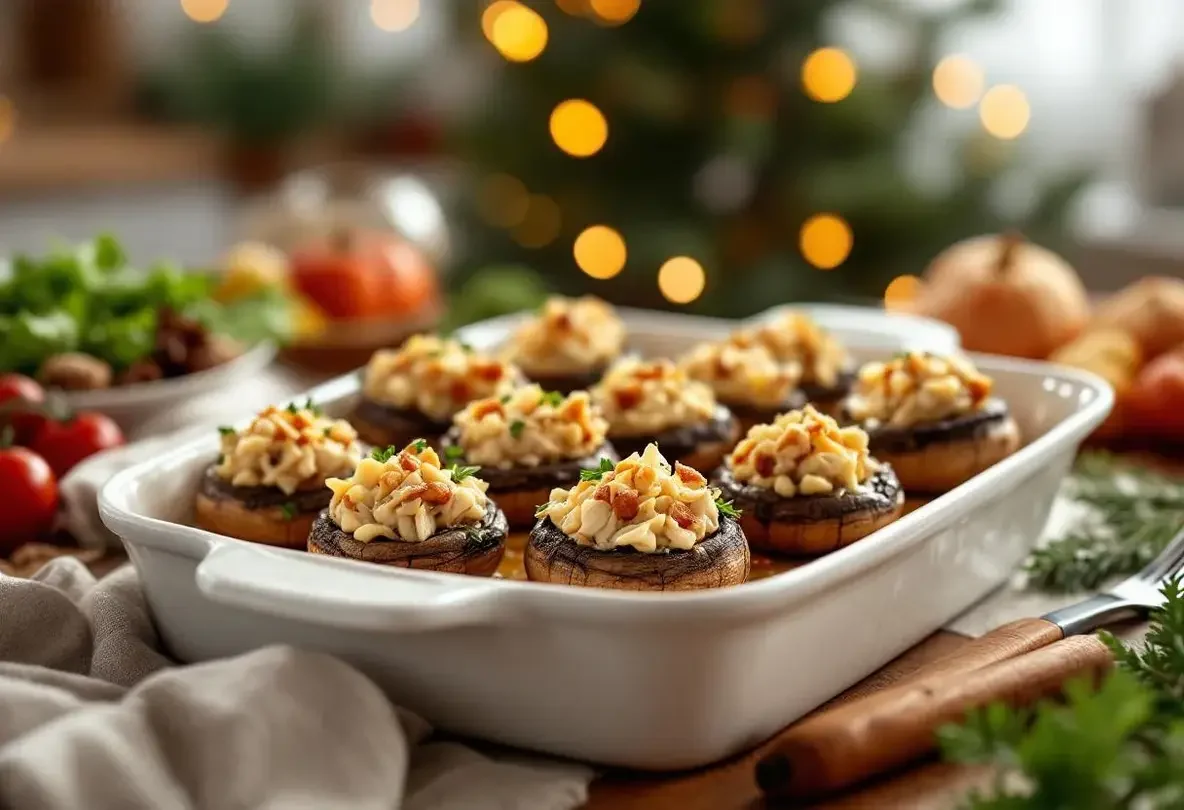 ये भरवां मशरूम त्योहारों के बची हुई पोल्ट्री को निखारने के लिए बिल्कुल परफेक्ट हैं